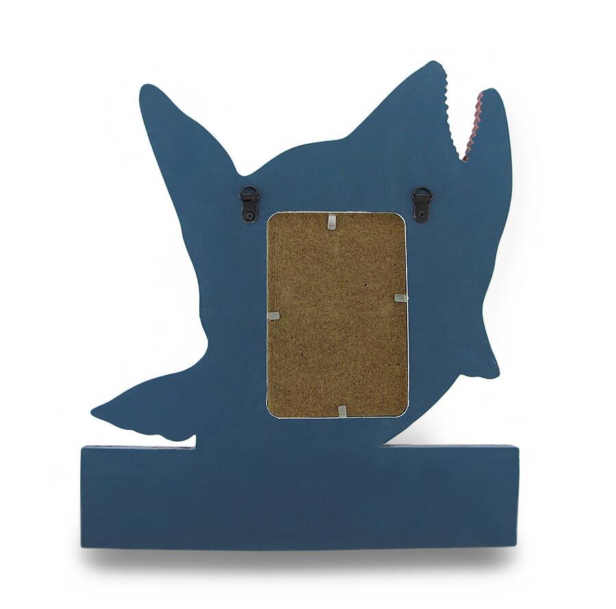 Colorful Wooden Bass Shaped Decorative Hanging Photo Frame and Wall Hooks - Multicolored