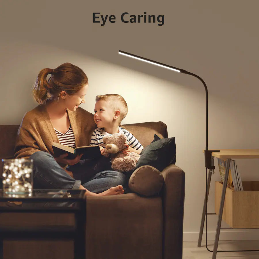 Clip-on LED Desk Lamp, USB-Powered with 3 Color Modes 10 Brightness, 360°Adjustable - Black