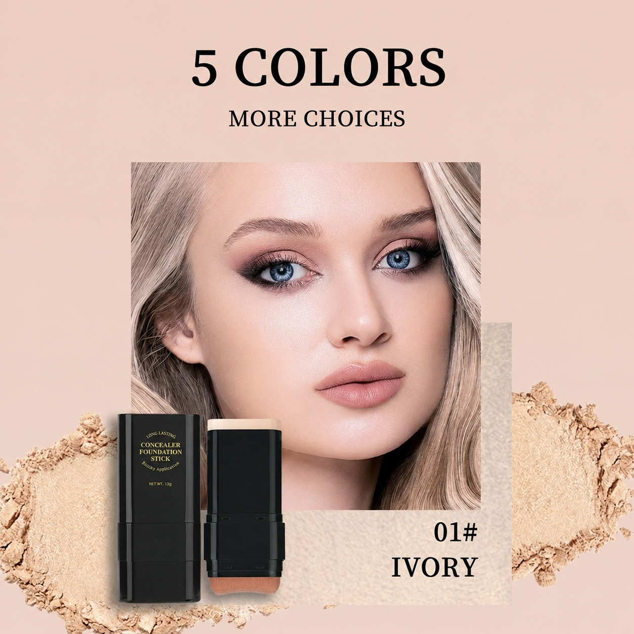 Dual-Ended Foundation & Concealer Stick with Built-in Brush
