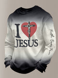 I love Jesus Faith Men's print waffle-knit long-sleeved T-shirt