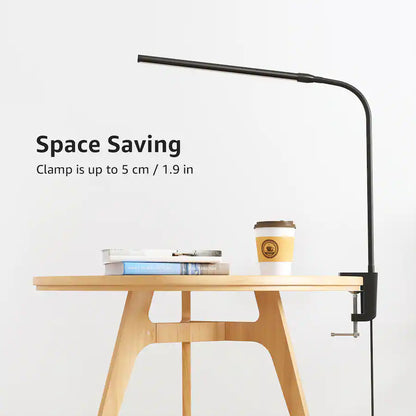 Clip-on LED Desk Lamp, USB-Powered with 3 Color Modes 10 Brightness, 360°Adjustable - Black