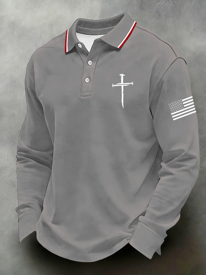 Men's Casual Faith-Themed Polo Shirt