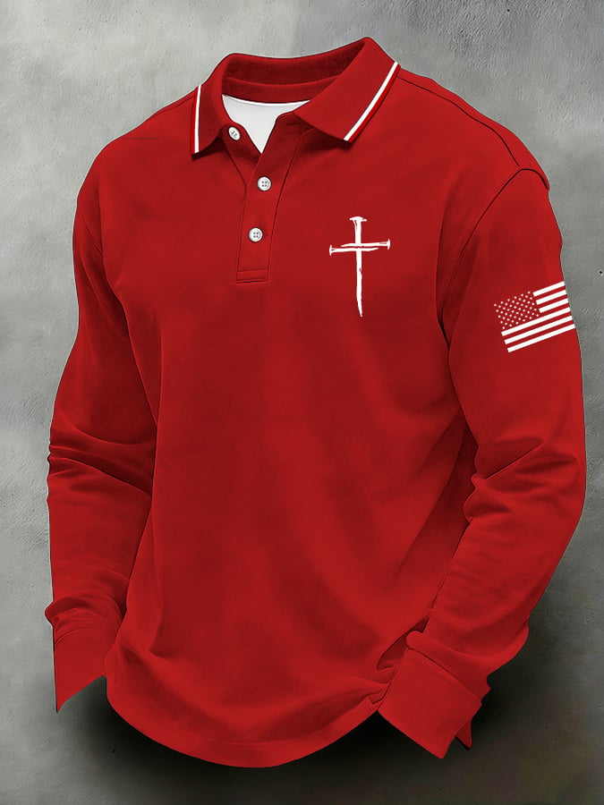 Men's Casual Faith-Themed Polo Shirt