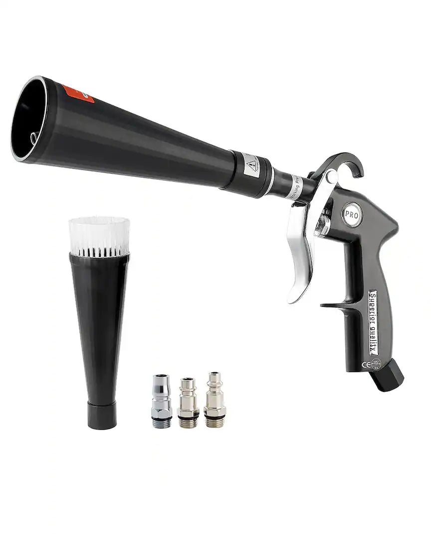 Car Cleaning Gun, 6-9.2 Bar High-Pressure Air Blow Gun with 2 Set Nozzles, 360° Rotating Nozzle for Complete Cleaning - Black
