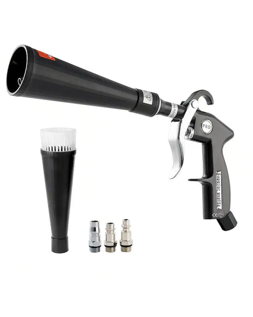 Car Cleaning Gun, 6-9.2 Bar High-Pressure Air Blow Gun with 2 Set Nozzles, 360° Rotating Nozzle for Complete Cleaning - Black