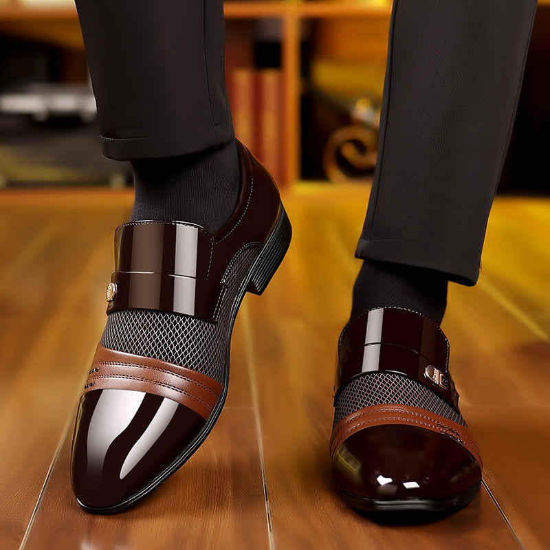 men's stylish patchwork leather shoes