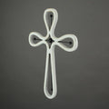 16 Inch Wooden Metal Scroll Cross Wall Hanging Home Decor Modern Decorative Art - White