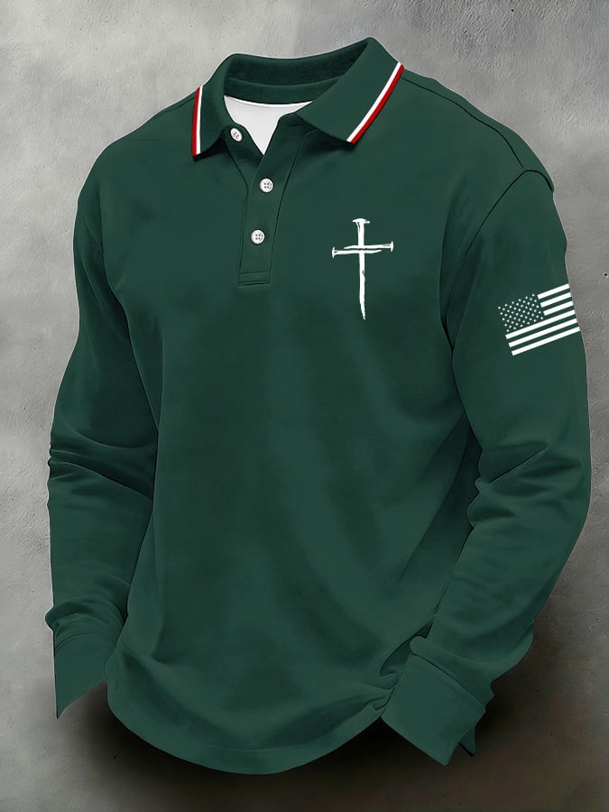 Men's Casual Faith-Themed Polo Shirt