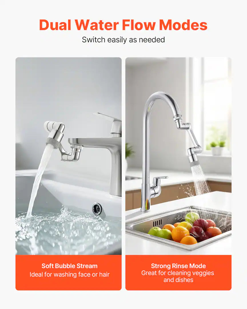 1080° Swivel Faucet Extender, 2 Sprayer Modes Sink Water Faucet Aerator Extension, Rotatable Spray Attachment