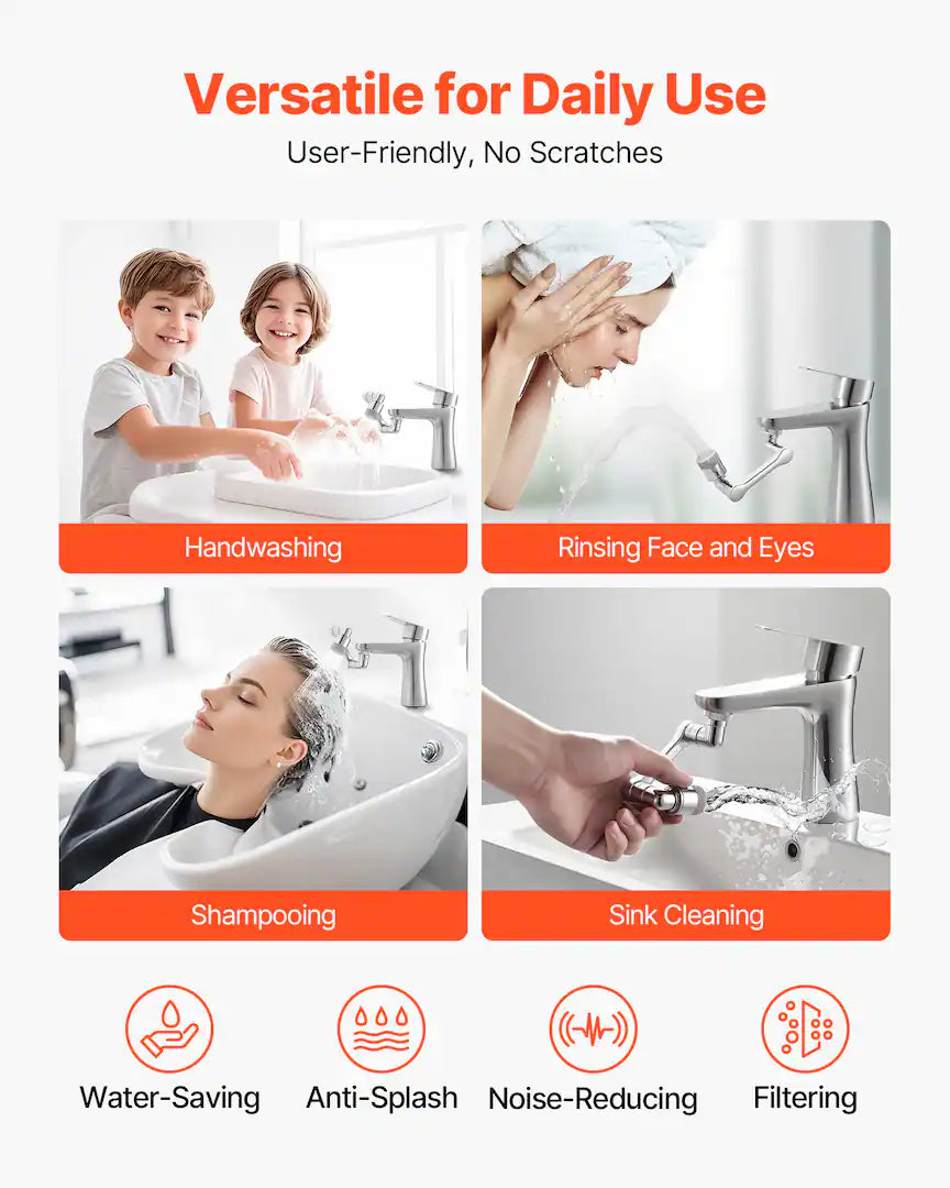 1080° Swivel Faucet Extender, 2 Sprayer Modes Sink Water Faucet Aerator Extension, Rotatable Spray Attachment