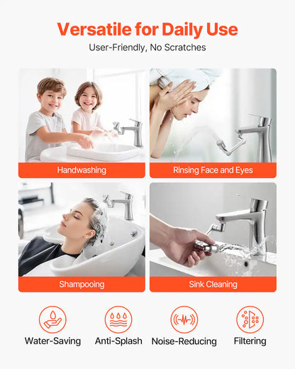 1080° Swivel Faucet Extender, 2 Sprayer Modes Sink Water Faucet Aerator Extension, Rotatable Spray Attachment