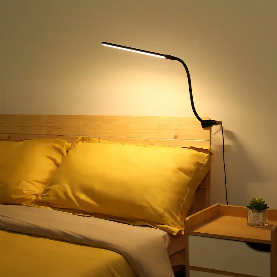 Clip-on LED Desk Lamp, USB-Powered with 3 Color Modes 10 Brightness, 360°Adjustable - Black
