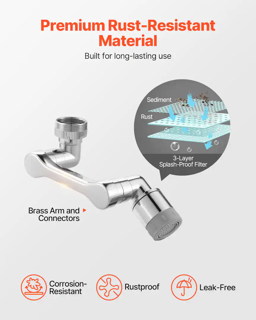 1080° Swivel Faucet Extender, 2 Sprayer Modes Sink Water Faucet Aerator Extension, Rotatable Spray Attachment