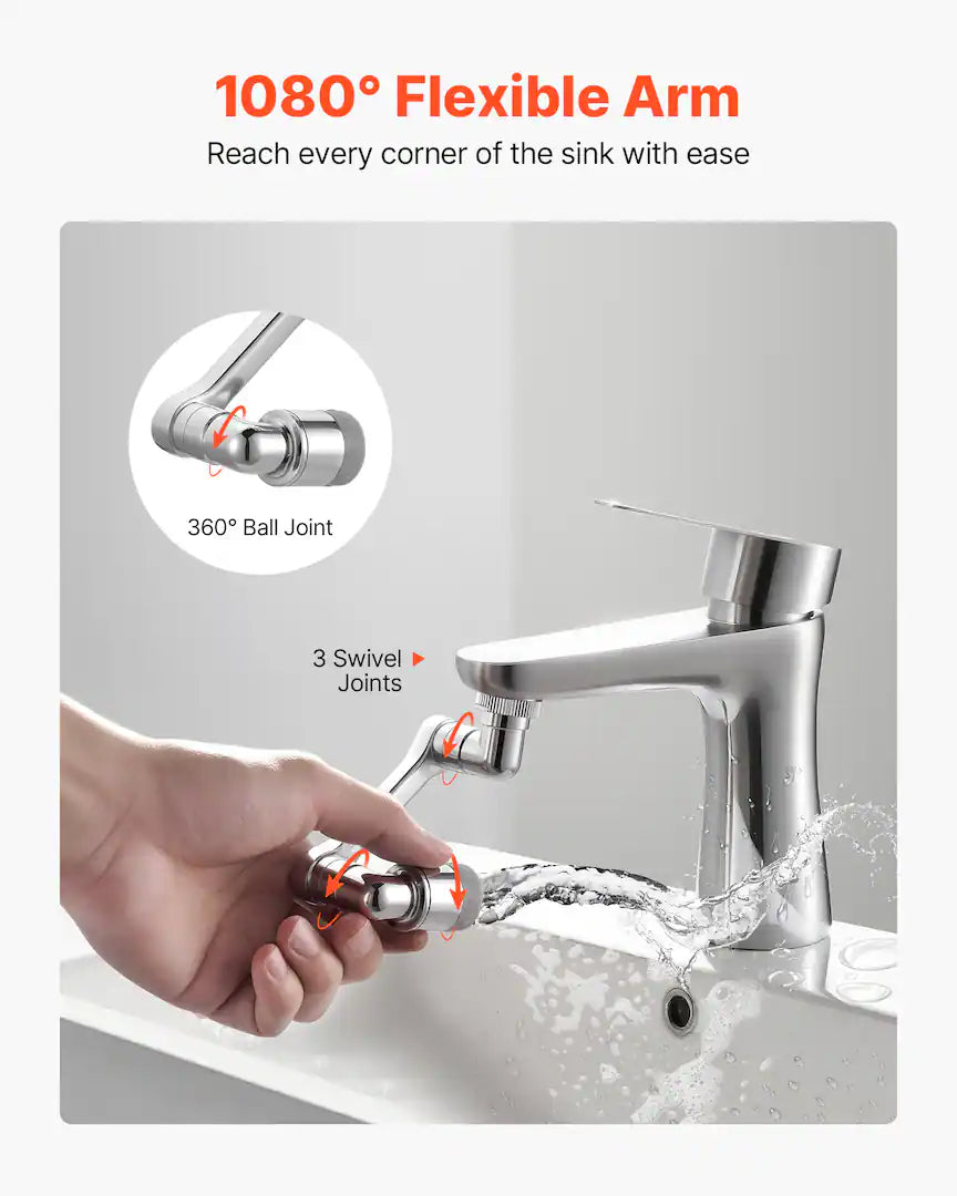 1080° Swivel Faucet Extender, 2 Sprayer Modes Sink Water Faucet Aerator Extension, Rotatable Spray Attachment