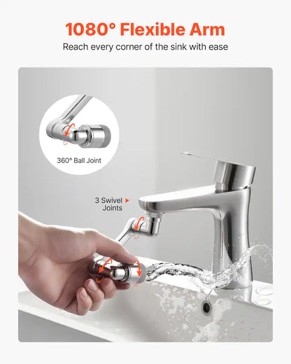 1080° Swivel Faucet Extender, 2 Sprayer Modes Sink Water Faucet Aerator Extension, Rotatable Spray Attachment