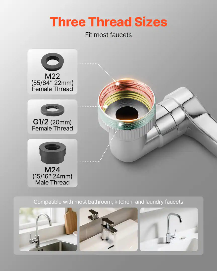 1080° Swivel Faucet Extender, 2 Sprayer Modes Sink Water Faucet Aerator Extension, Rotatable Spray Attachment