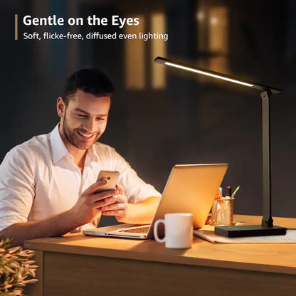 LED Desk Lamp - 9.5W 750LM Touch Control, 5 Brightness Level - Black