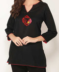 Root Chakra Black And Red Cotton Tunic Top