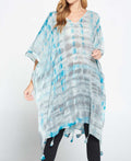 Tie and Dye Sheer Cotton in Grey and Turquoise Tones